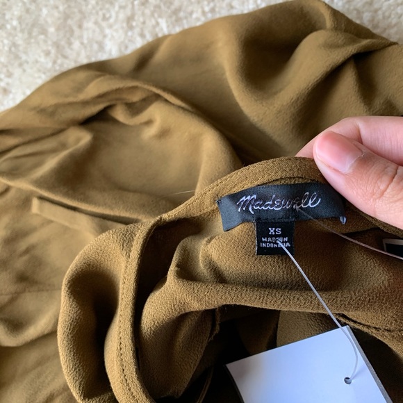 NWT Madewell Downtown Tie Back Dress Olive - Picture 8 of 9